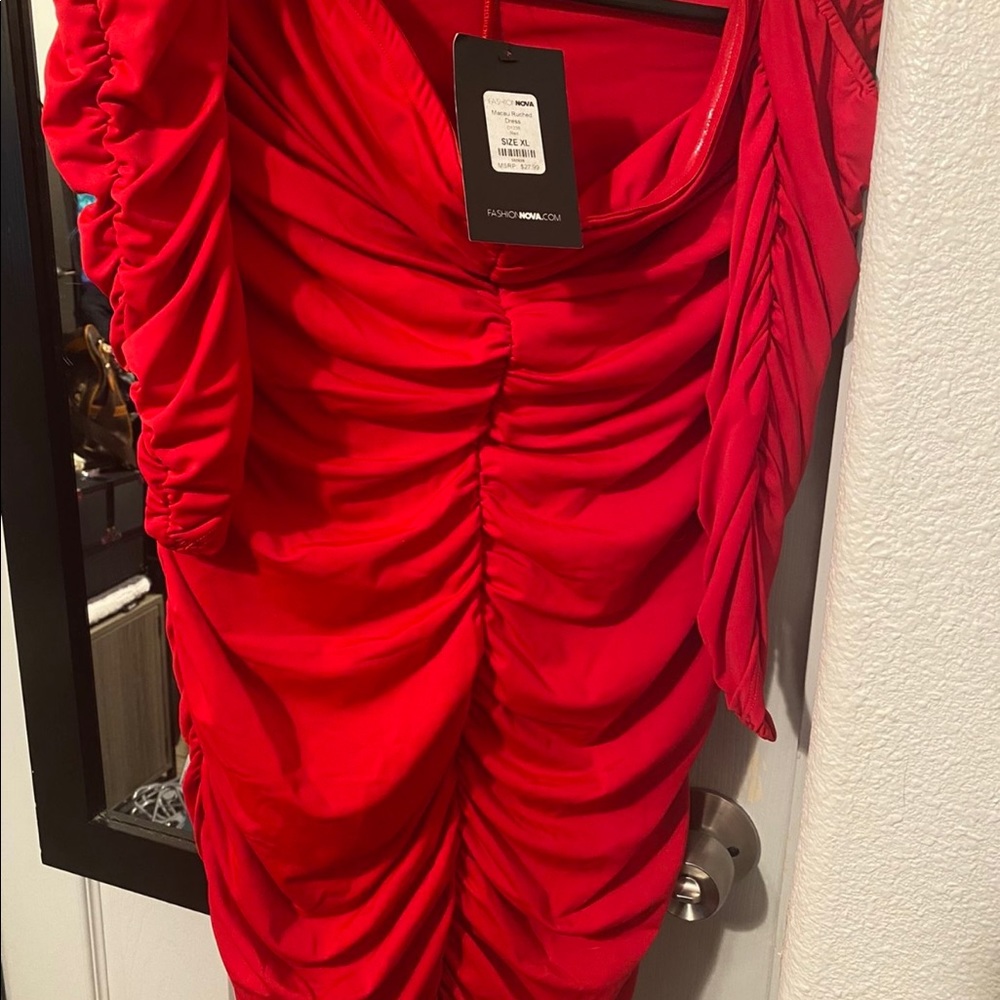Ruched off the shoulder dress